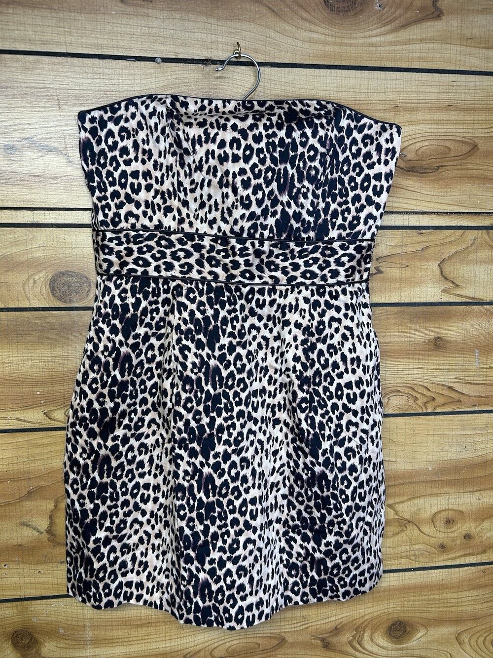 Vintage Y2K XXI Leapord Print Mini Bodycon Tube Top Dress Size Large